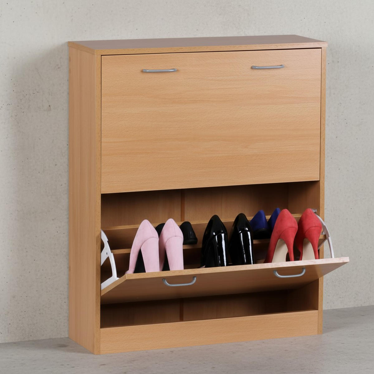 SCHUHREGAL Holz für 20 Paar Schuhe mit offenen Fächern, Beige 75x24x87 cm - Beige/Braun, Holz/Kunststoff (75/87/24cm) - KADIMA DESIGN