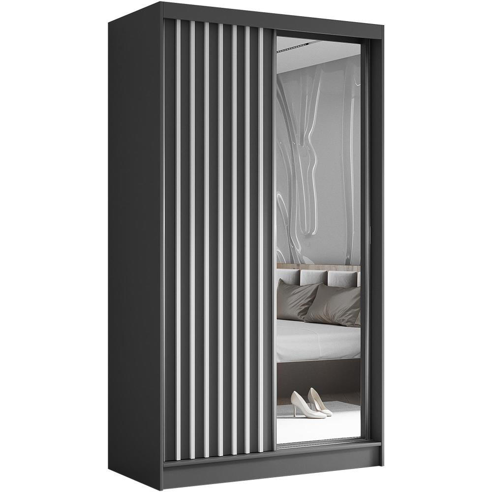 SCHWEBETÜRENSCHRANK Helix 120/216/61 grau+weiß mit Schubladeneinsätze - Weiß/Grau, Holzwerkstoff (120/216/61cm) - Beautysofa