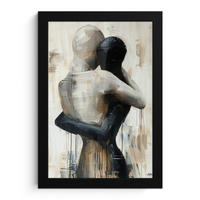 GERAHMTES BILD Abstrakt - Liebe - Schwarz und weiß - Modern 20x30 cm - Schwarz, Papier (20/30cm) - MuchoWow