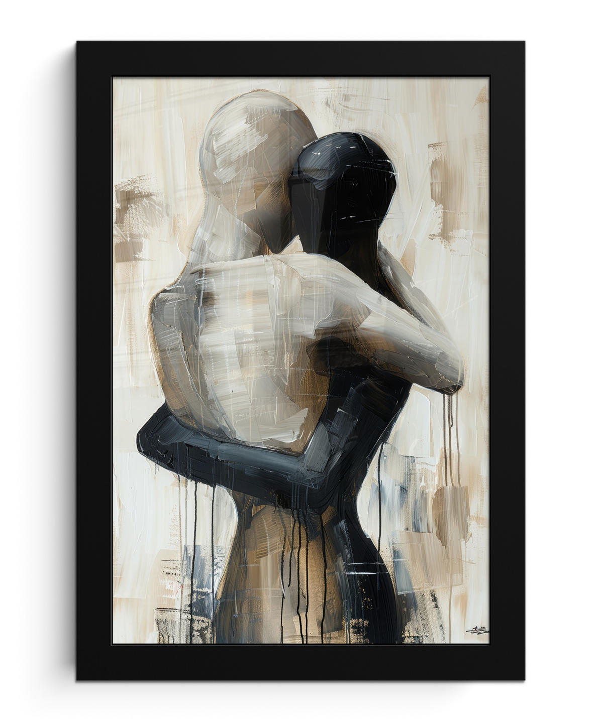 GERAHMTES BILD Abstrakt - Liebe - Schwarz und weiß - Modern 20x30 cm - Schwarz, Papier (20/30cm) - MuchoWow