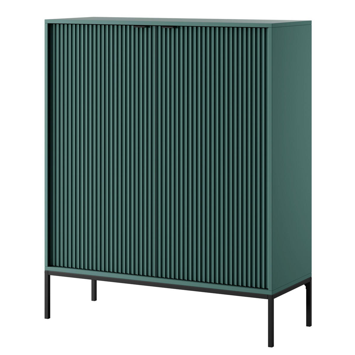 HIGHBOARD Vellore Grün mit schwarzem Gestell - Schwarz/Grün, Holzwerkstoff/Metall (104/125/39cm) - Selsey