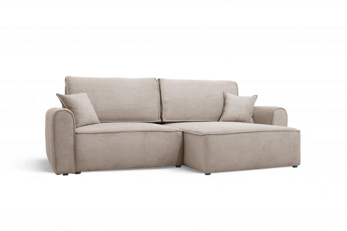 ECKSOFA mit Schlaffunktion Beige - Sandfarben, Textil (244/148cm) - Furnisell