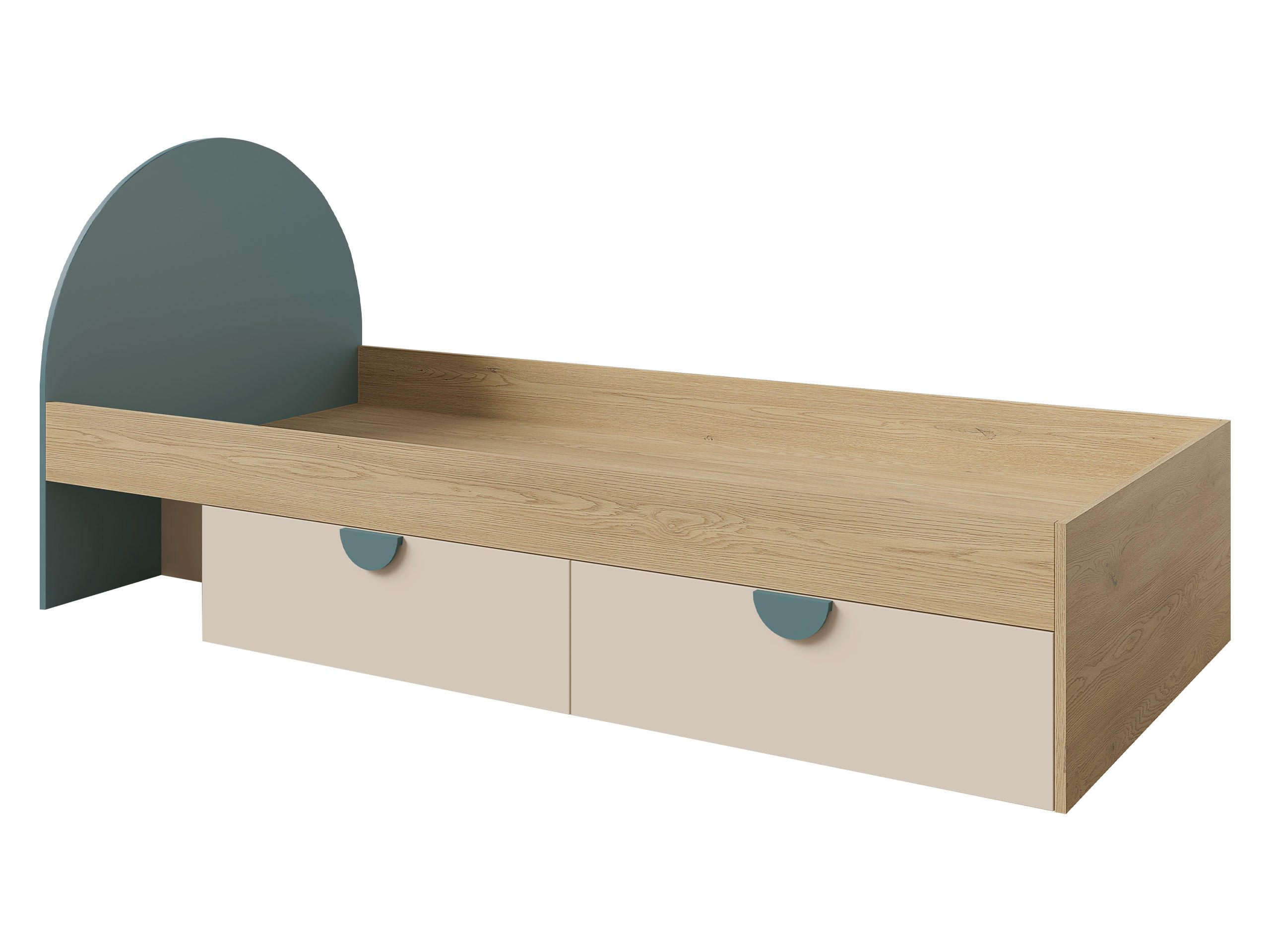 Mirjan24 Jugendbett Eiche, Blau 90x200 cm