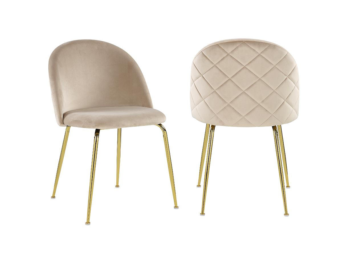 STUHL 2er-Set - Samt & Goldfarbenes Metall - Beige - MELBOURNE - Beige, Textil (55/77/50cm) - Vente-Unique