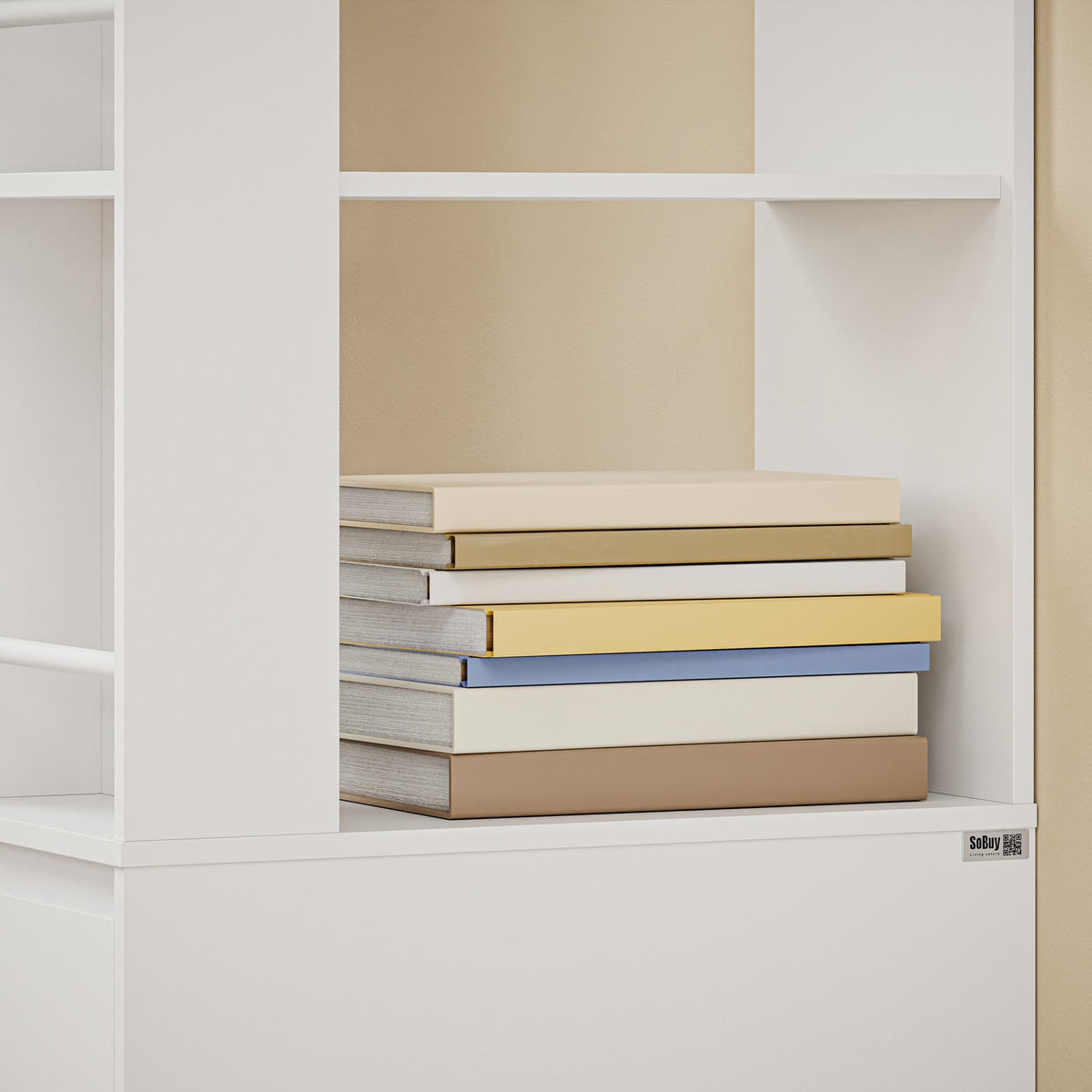 ECKSCHRANK mit Schubladen und Ordnerhalter STR15-W - Ahornfarben/Weiß, Holzwerkstoff/Fell (50/170/28cm) - SoBuy