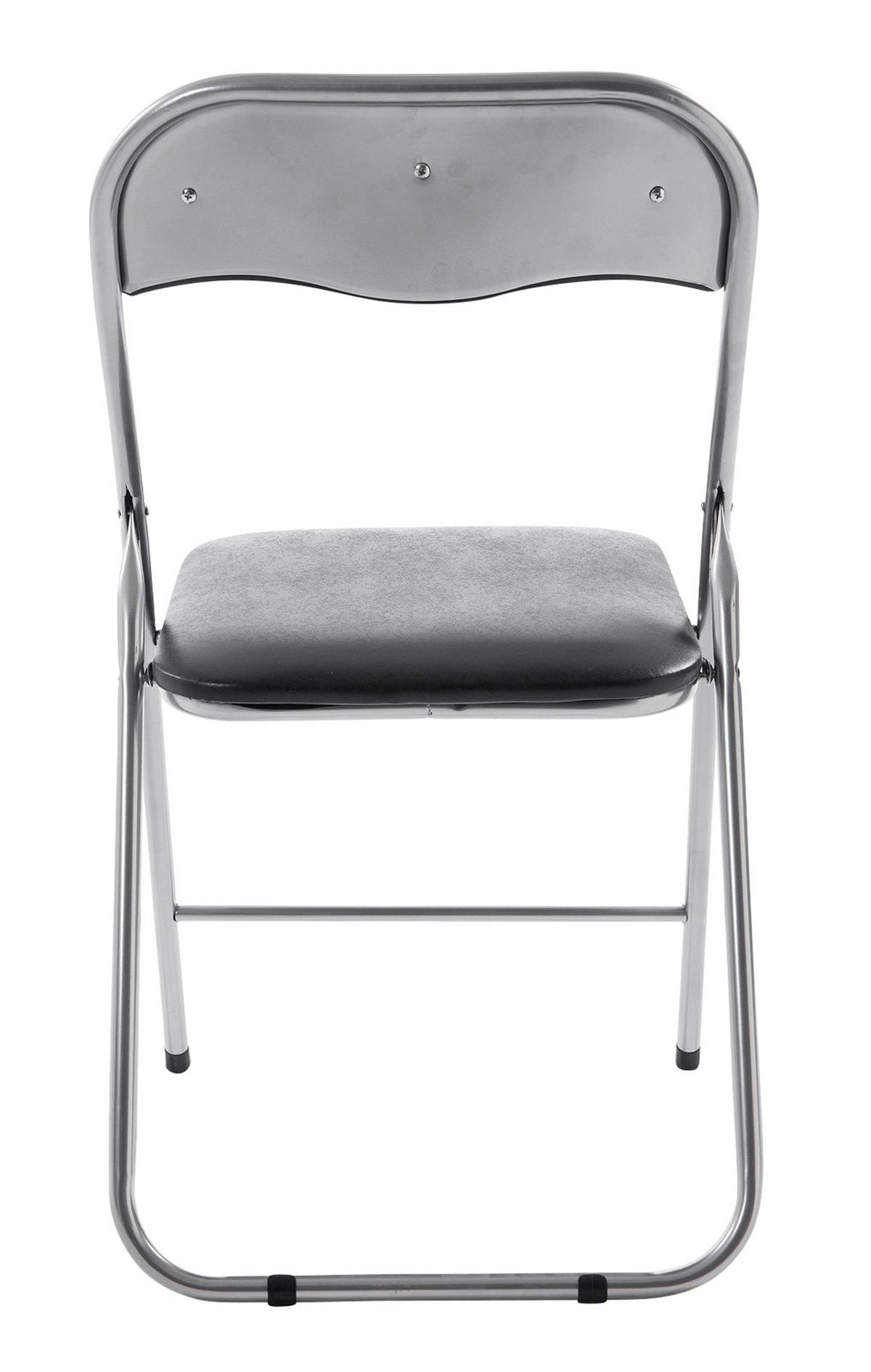 BESUCHERSTUHL Lederlook schwarz/silber - Silberfarben/Schwarz, Textil/Metall (45/78/45cm) - CLP