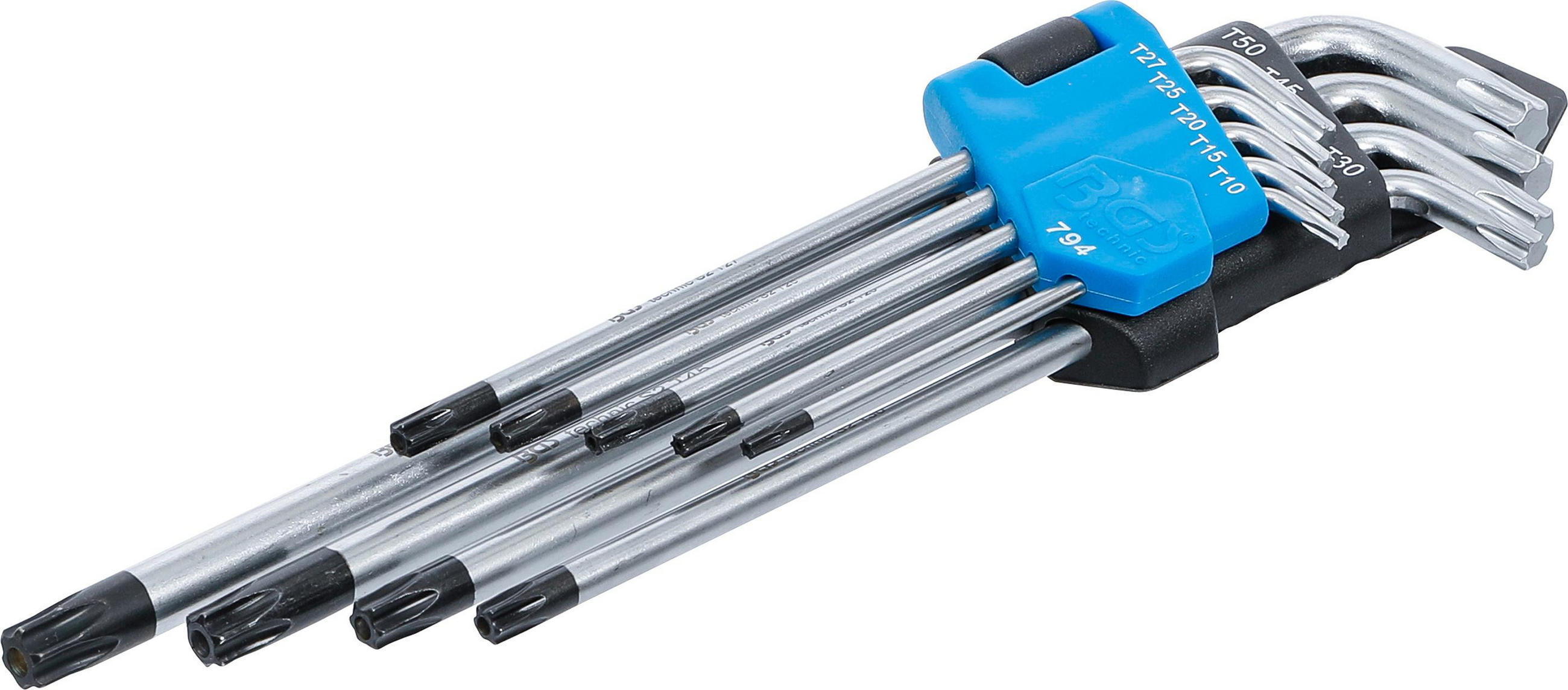 WINKELSCHLÜSSEL-SATZ | EXTRA LANG | T-PROFIL (FÜR TORX) MIT BOHRUNG - Multicolor, Kunststoff/Metall (1/1cm) - BGS technic