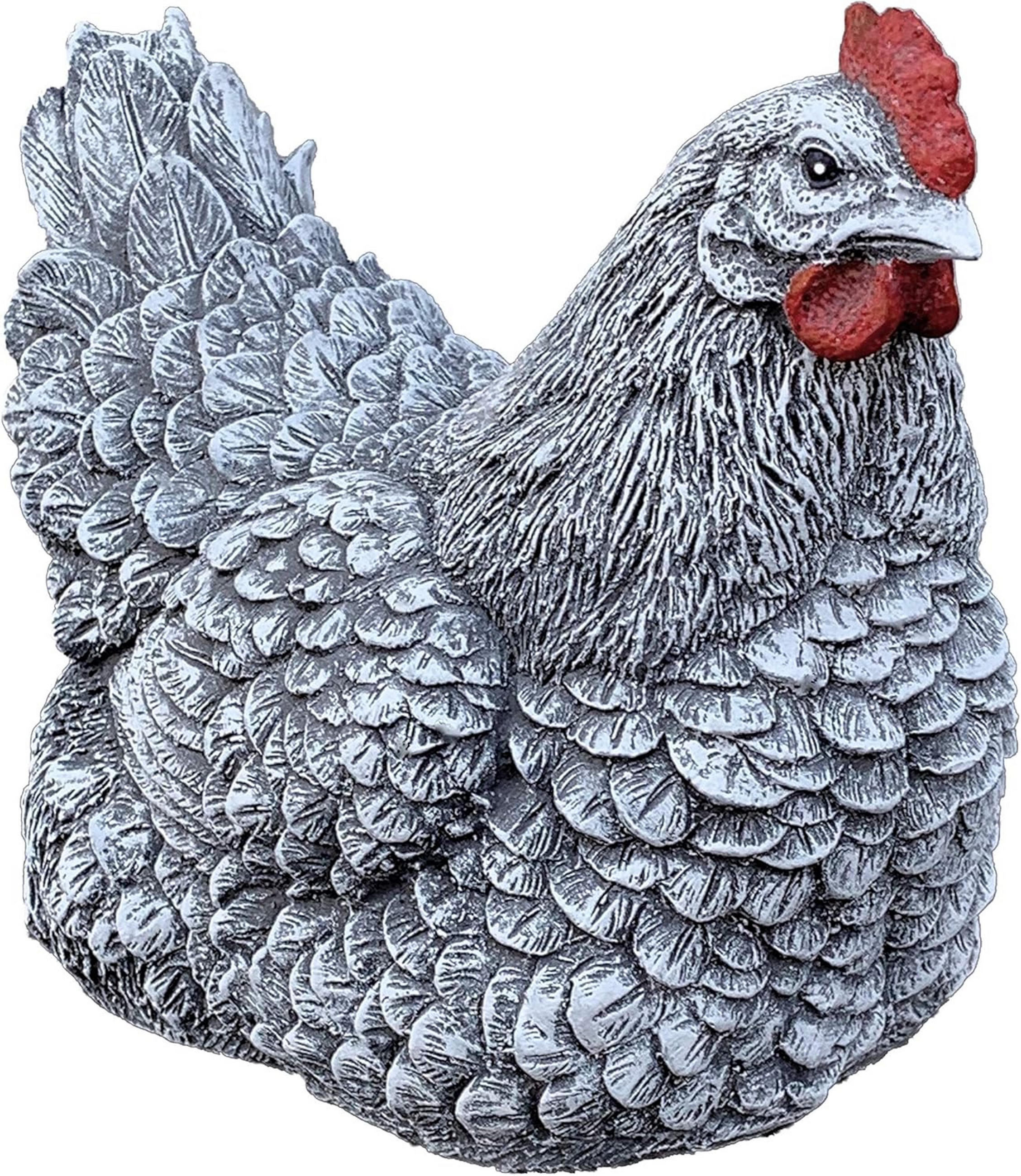 STEINFIGUR Huhn Henne Hahn frostfest wetterfest Gartenfigur - Grau, Stein (12/16/19cm) - stoneandstyle
