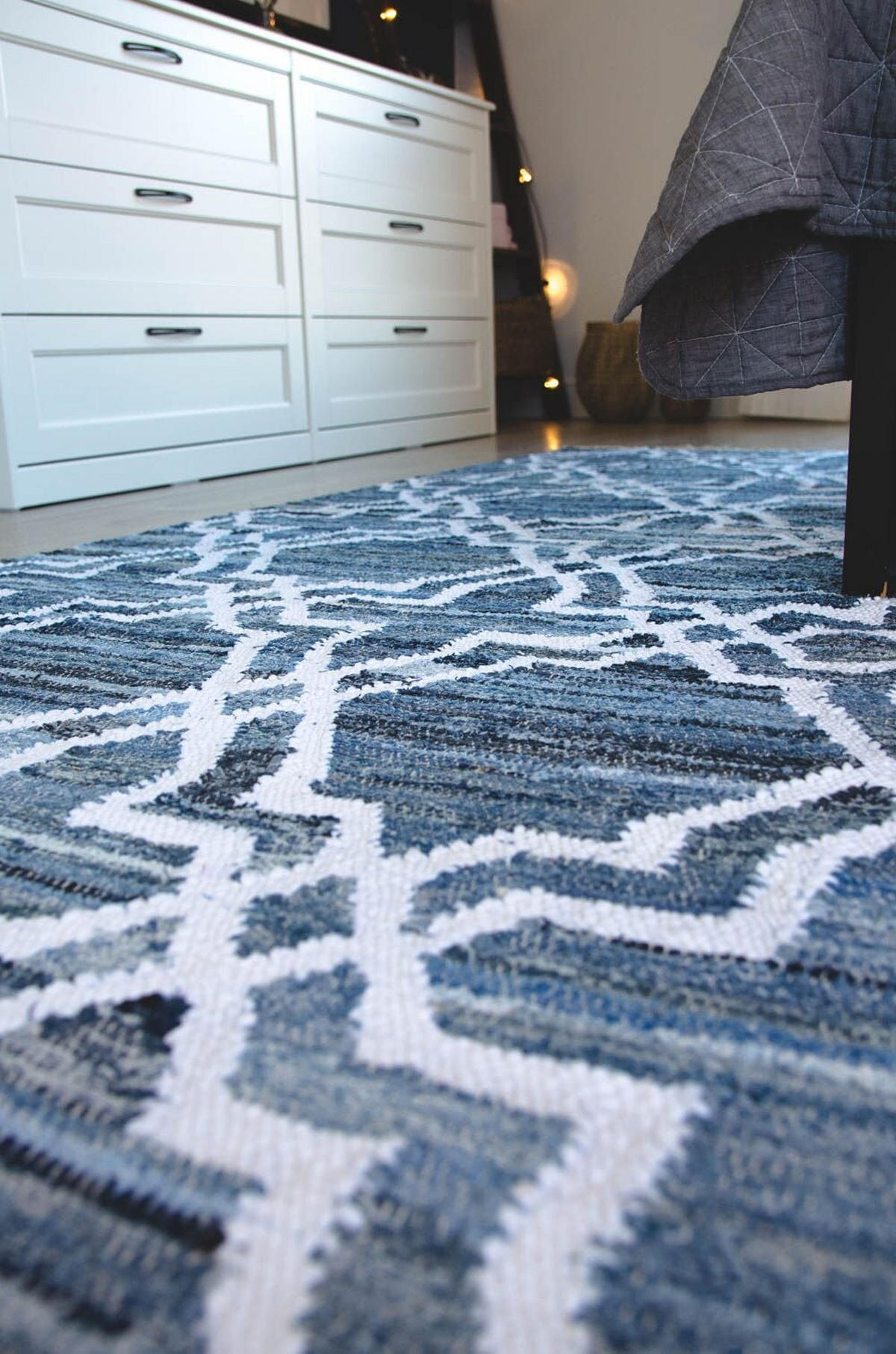 TEPPICH geflochten Adiyaman 200/140 cm - Blau, Textil (140/200cm) - Beliani