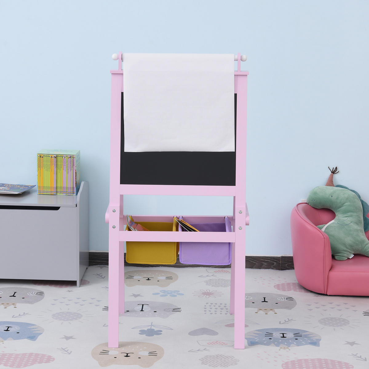 MALTAFEL DE-18175 3-in-1 mit Papierrolle Rosa - Pink, Holzwerkstoff (50.5/118/58.5cm) - ComfortXL