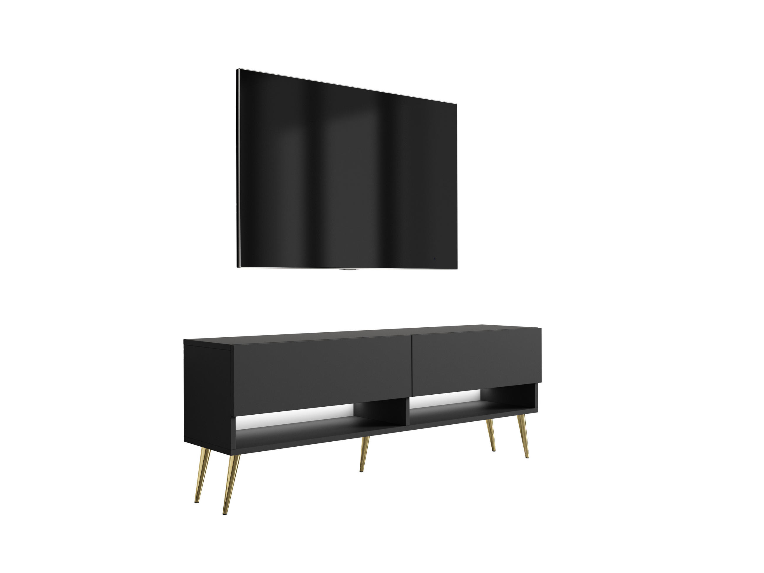 3XE Living Tv-Lowboard Schwarz 140x52x32 cm