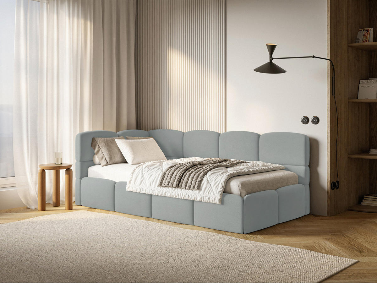 ŠTUDENTSKÁ POSTEĽ Cloudy sivá 90x200 cm, záhlavie vľavo, zamat - čierna/sivá, textil/plast (90/200cm) - Selsey