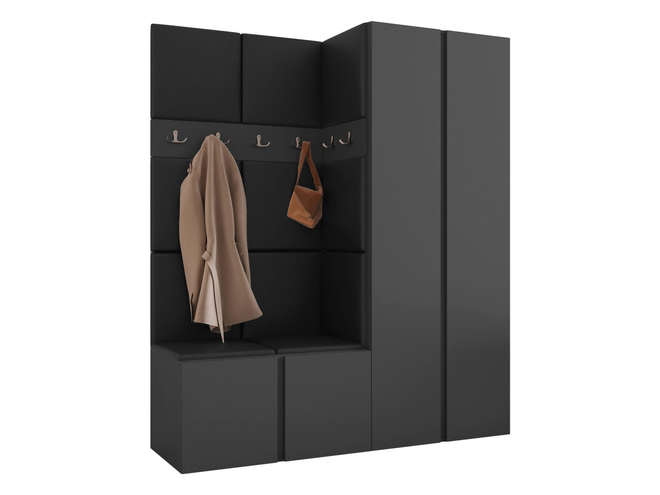Mirjan24 Garderoben-Set Graphit, Schwarz 158x186x46 cm