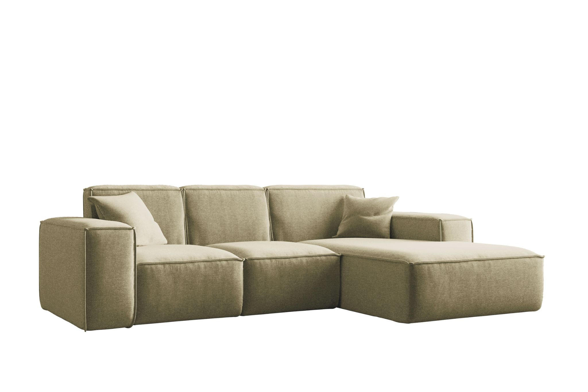 ECKSOFA L-Form Siena Stoff Maloy Olive Rechts - Olivgrün, Holz (266/165cm) - Kaiser Möbel