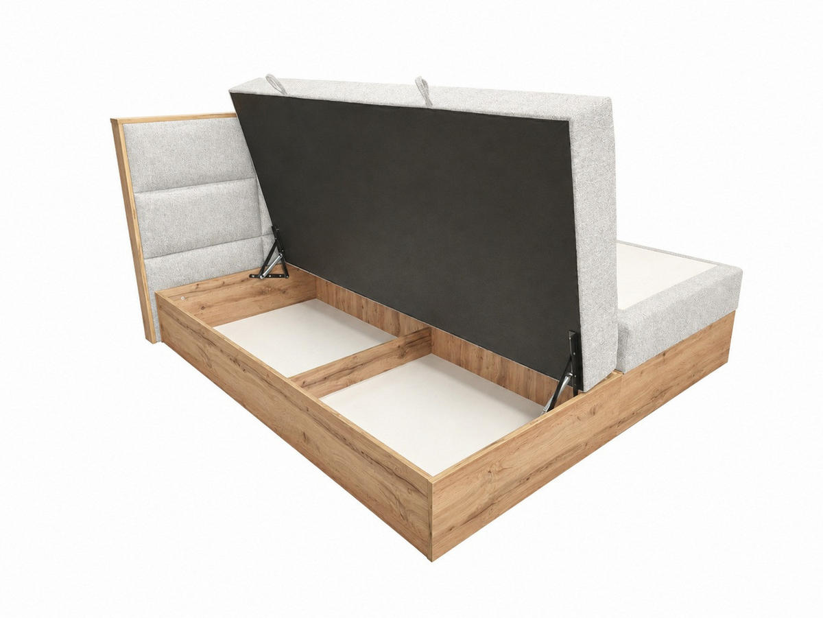 BOXSPRINGBETT Loly 180x200 cm H4 Taschenfederkern Hellgrau - Hellgrau, Textil (180/200cm) - KS Home Concept