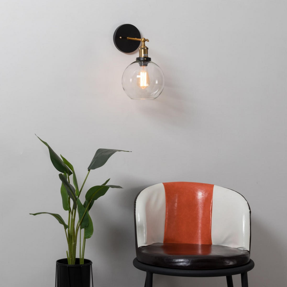 WANDLEUCHTE Olivia, Transparent und schwarz, 31cm - Transparent, Glas (31/18.5/31cm) - KOSILUM