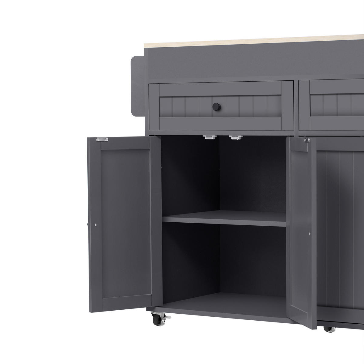 KÜCHENINSEL 112-180.5x45x92.2 cm mit Ausziehplatte & Rollen - Grau, Holzwerkstoff (180.5/92.2/45cm) - Modfu