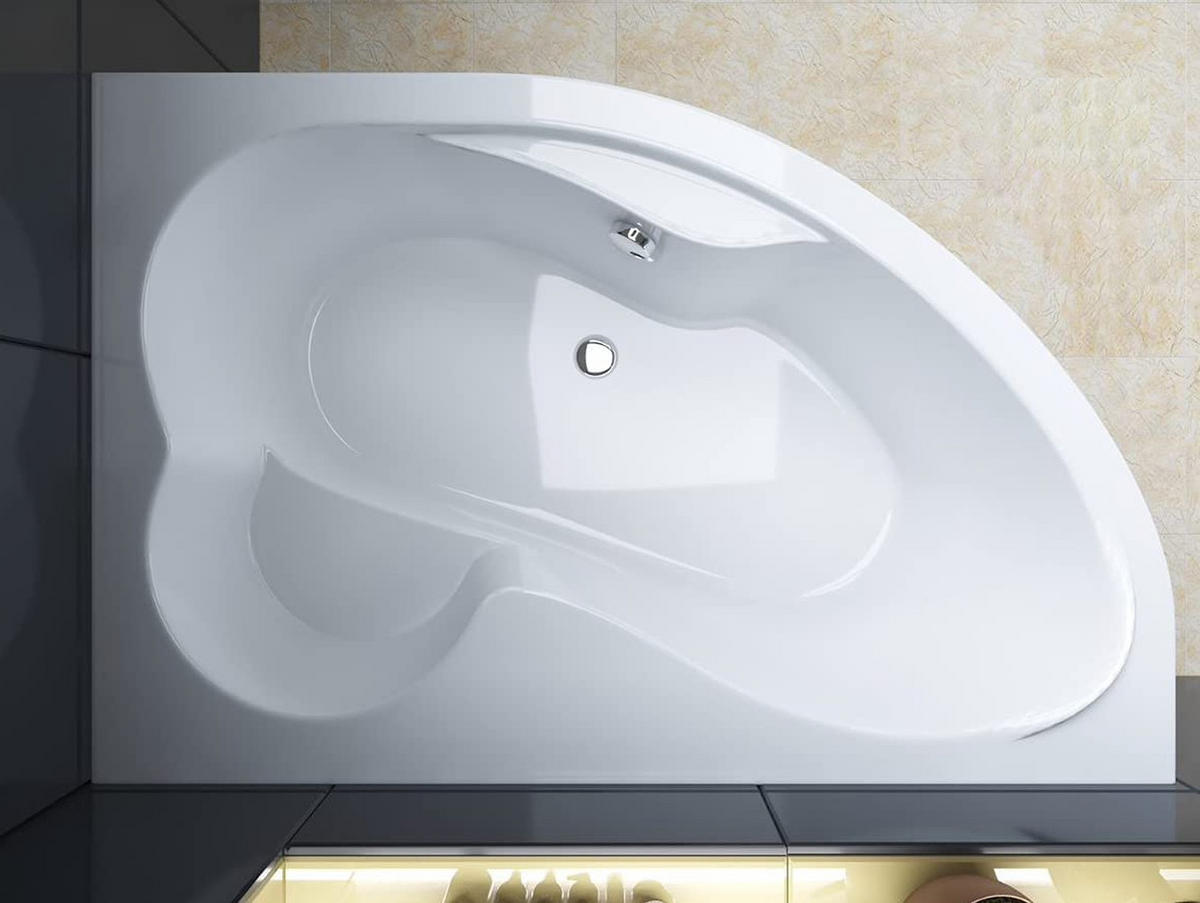 BADEWANNE Eckwanne MEGA 160/105 Rechts mit Styro Ablauf Füße - Weiß, Kunststoff (105/60/160cm) - bad land
