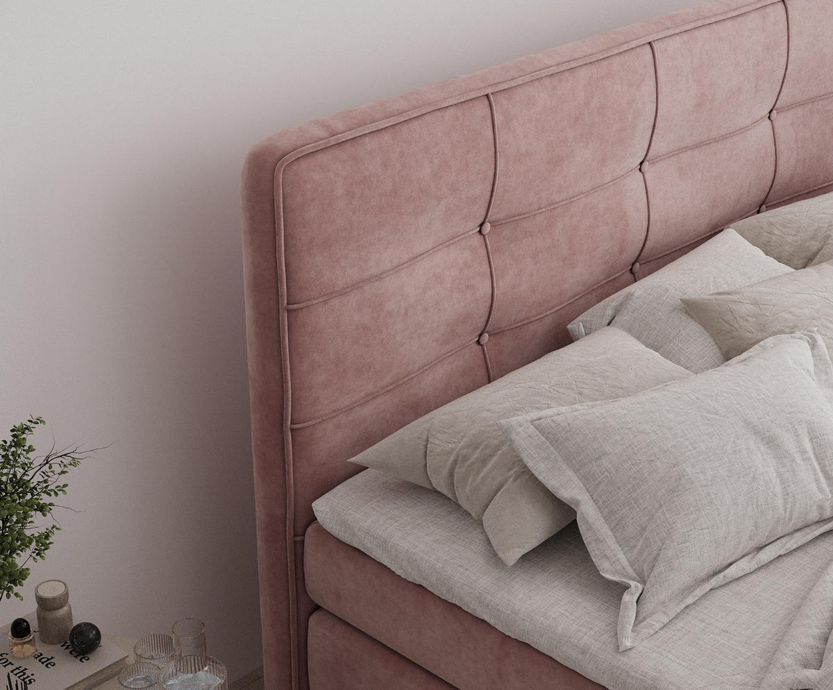 BOXSPRINGBETT Semplice Rosa 140/200 cm - Schwarz/Rosa, Holz/Holzwerkstoff (140/200cm) - Maison de Reve