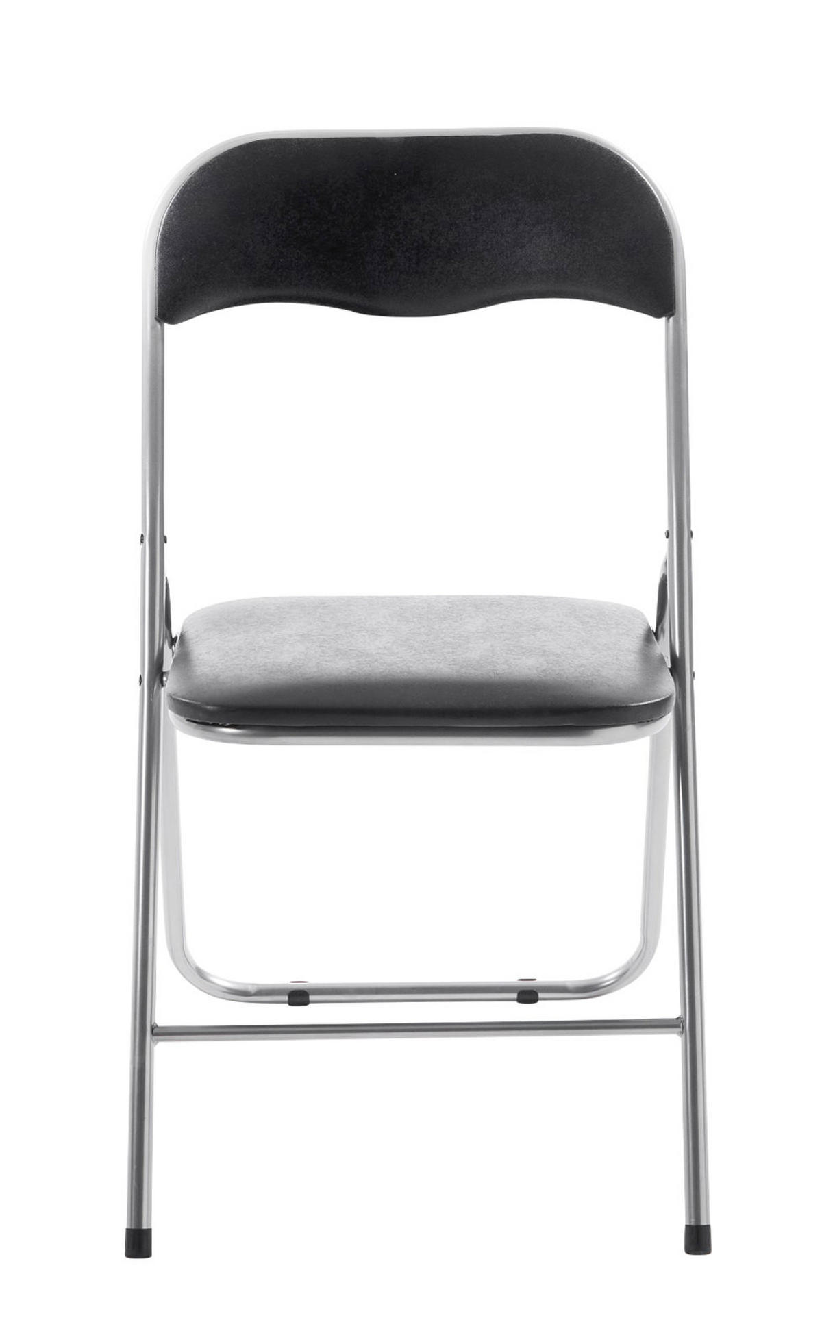 BESUCHERSTUHL Lederlook schwarz/silber - Silberfarben/Schwarz, Textil/Metall (45/78/45cm) - CLP