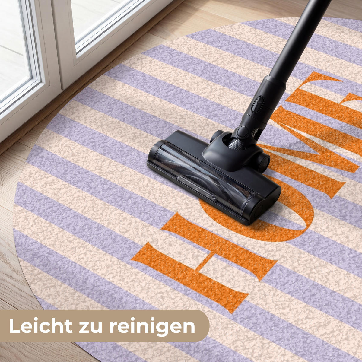 FUSSMATTE Lila – Orange – Streifen – Startseite 120x120 cm - Flieder, Kunststoff (120/0.4cm) - MuchoWow