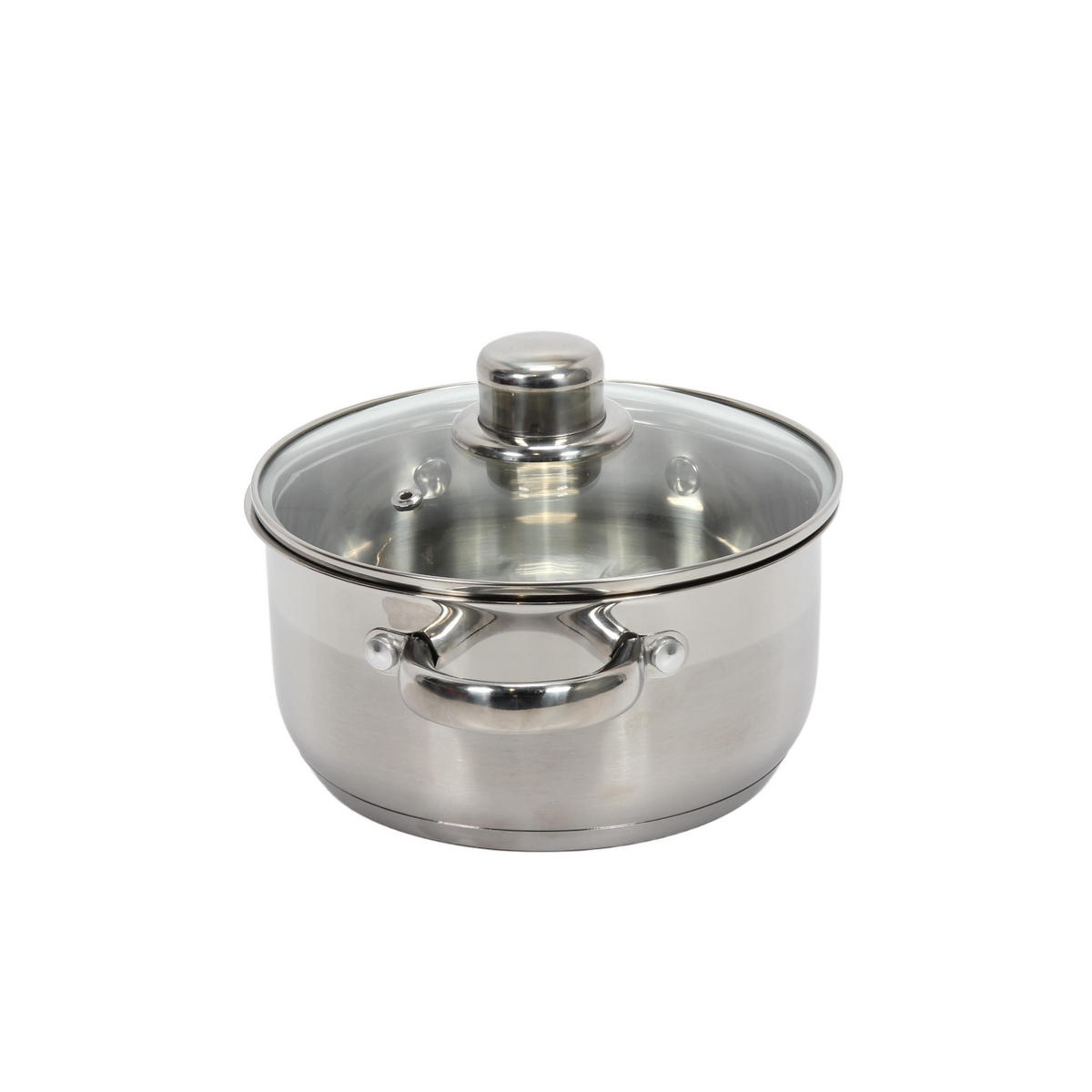 STAHLTOPF mit Glasdeckel 2 l - Silberfarben, Metall (20cm)