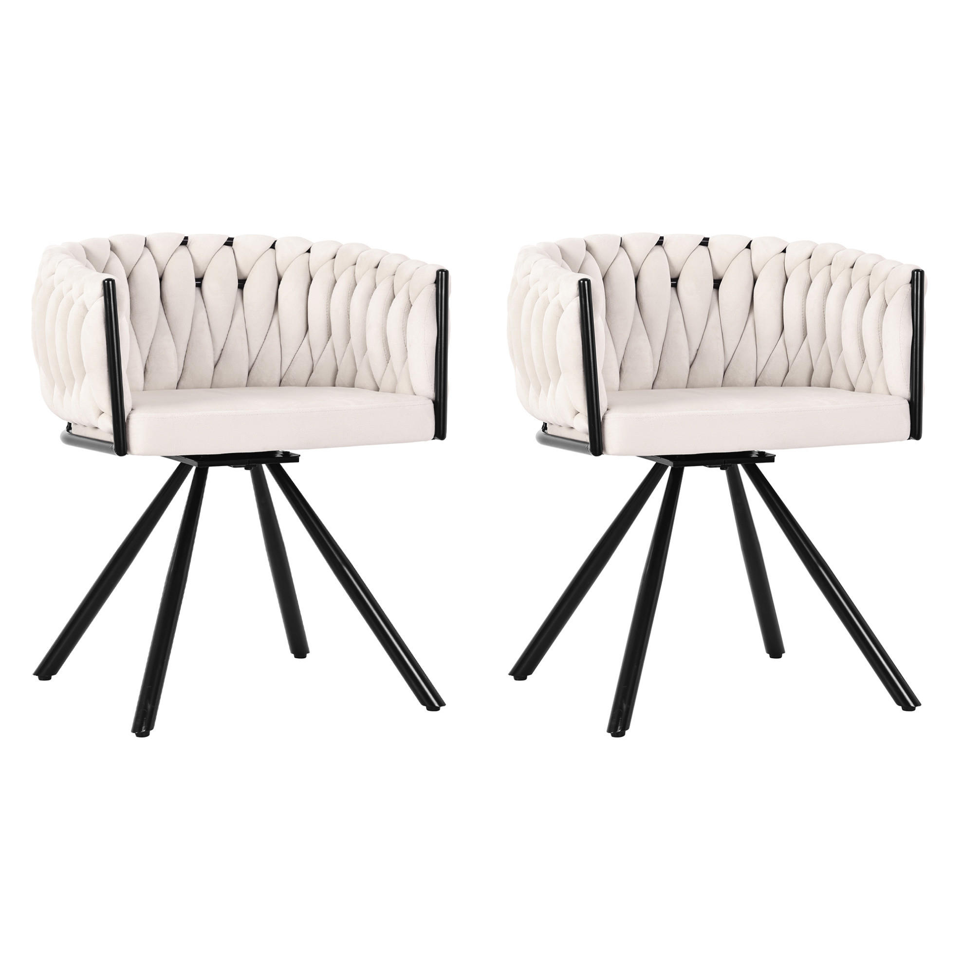 ESSZIMMERSTUHL 2er-Set Beige mit 360°-Drehfunktion - Beige, Textil (59/72/54cm) - MIVRAY