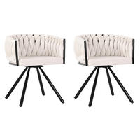 ESSZIMMERSTUHL 2er-Set Beige mit 360°-Drehfunktion - Beige, Textil (59/72/54cm) - MIVRAY