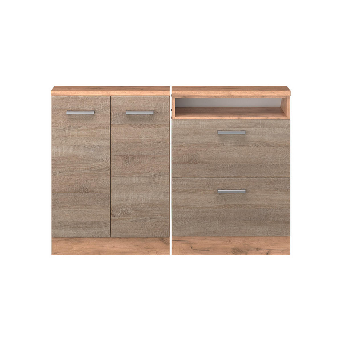 KUCHYŇSKÁ SKŘÍŇKA POD ŠIKMOU STŘECHU R-Line Dub Sonoma/Goldkraft - medově dubová/Sonoma dub, kompozitní dřevo (120/81.6/46cm) - Vicco