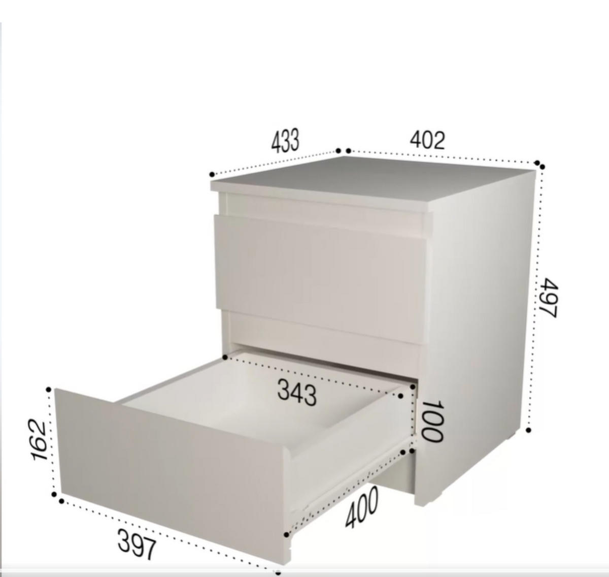 NACHTTISCH Weiß 40/50/43 - Weiß, Holzwerkstoff (40/50/43cm) - RAUMHIRSCH FURNITURE