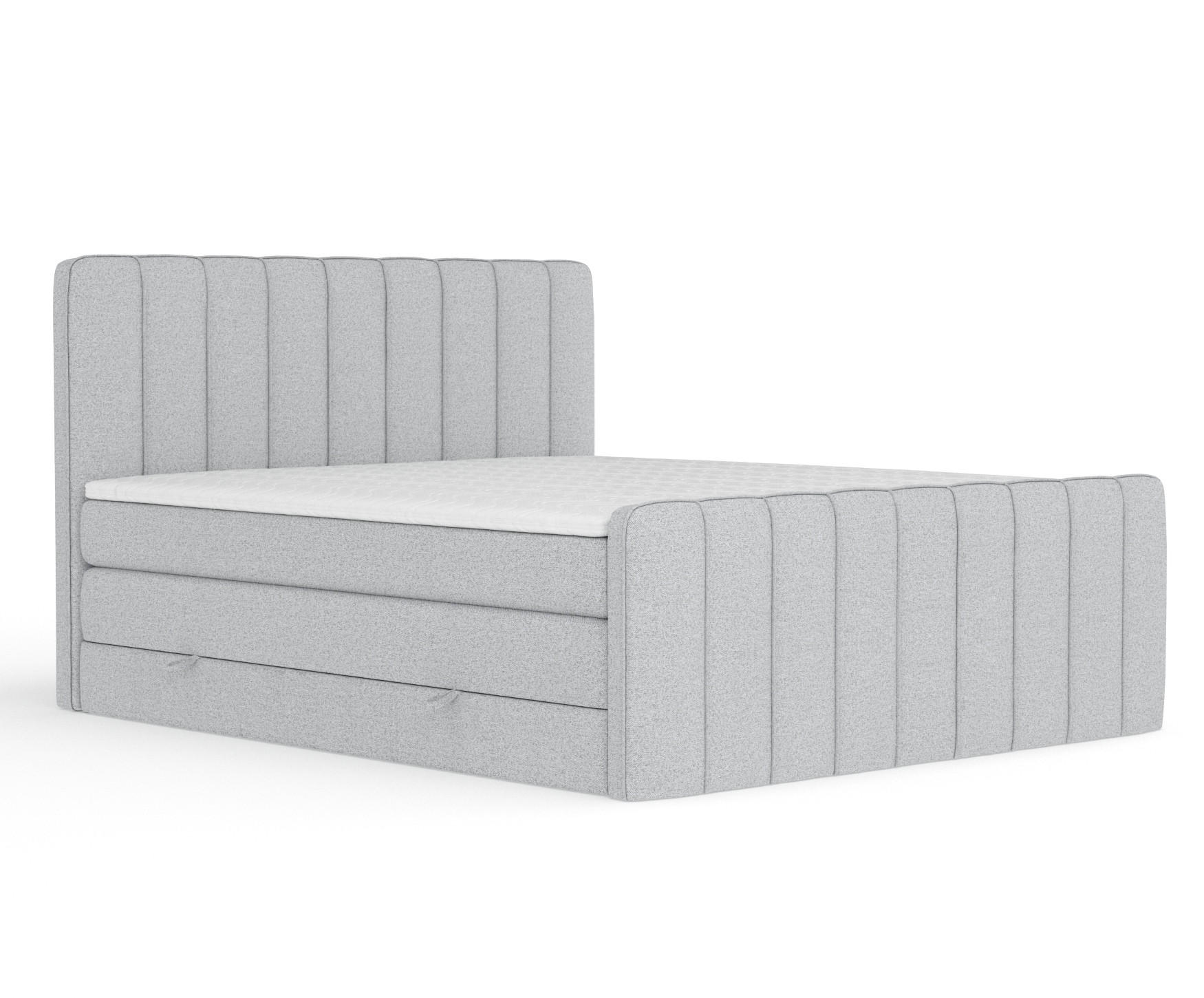 BOXSPRINGBETT Novara Hellgrau 180/200 cm - Hellgrau/Schwarz, Holz/Holzwerkstoff (180/200cm) - Maison de Reve