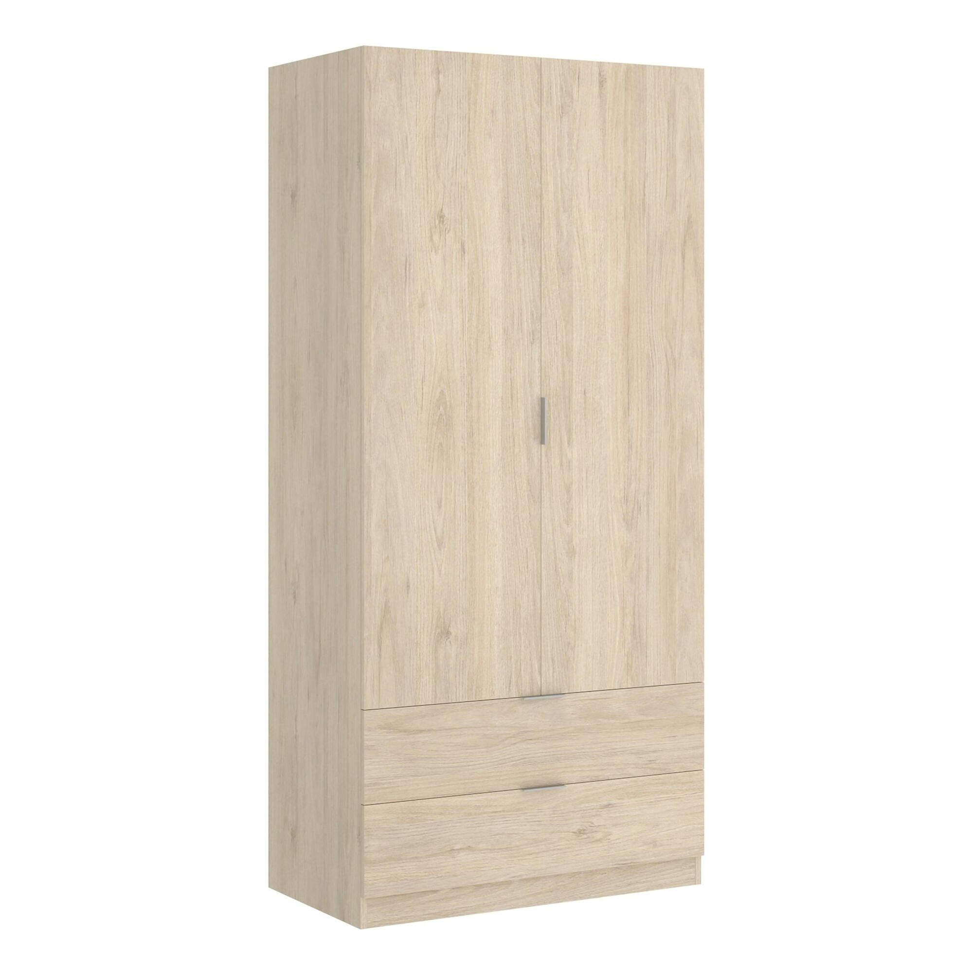 KLEIDERSCHRANK 2 TÜREN Eiche 52/81/184 cm - Braun, Holzwerkstoff (81/184/52cm) - DMORA