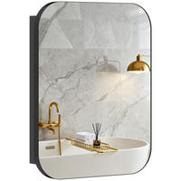 SPIEGELSCHRANK , abgerundetes Design, verstellbare Einlegeböden, 40,2 x 10,2 x 50,9 cm ,Schwarz - Schwarz, Glas (40.2/50.9/10.2cm) - Vallsero