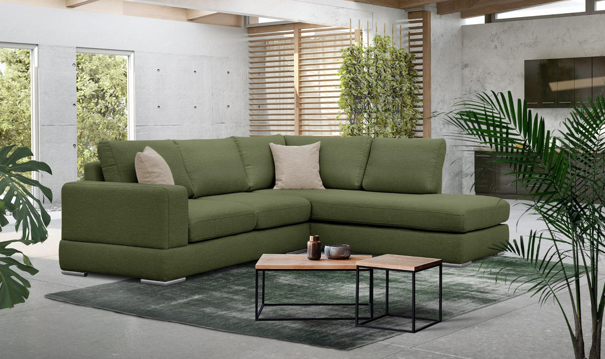 ECKSOFA OTTO 5-Sitzer, grün - Grün, Holzwerkstoff/Textil (279/219cm) - Courtois Laville