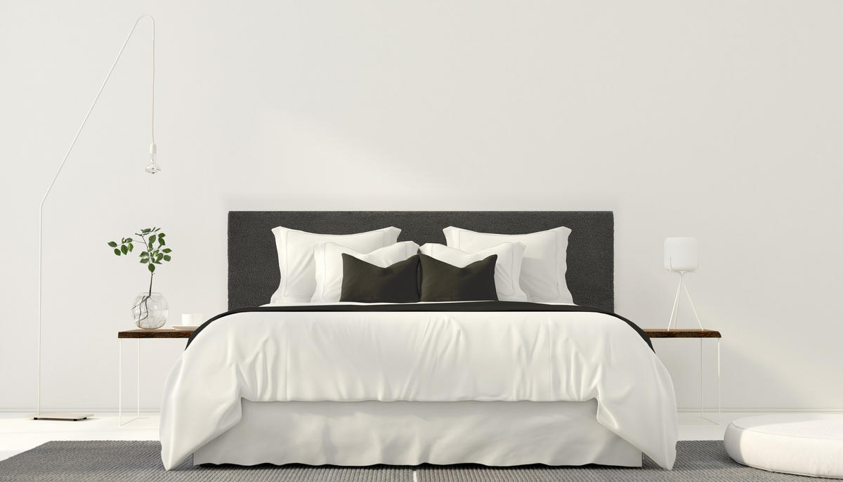 KOPFTEIL Gepolstertes Teddy-Stoff Grau 165/52/3 cm PANDA - Grau, Textil (165/52/3cm) - RNT By Really Nice Things