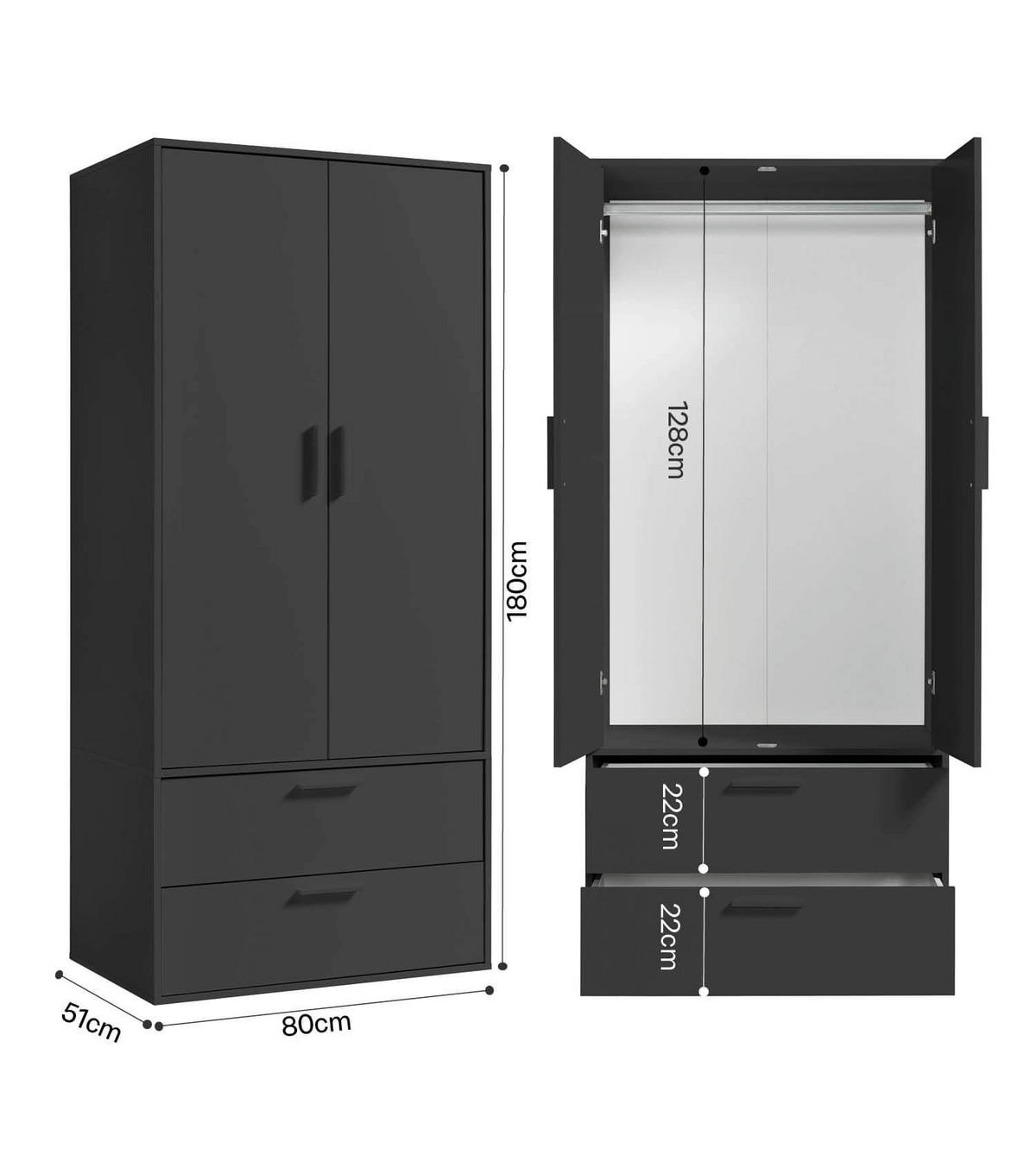 KLEIDERSCHRANK Der Kleiderheld - Anthrazit, Holzwerkstoff (80/180/51cm) - Mokebo
