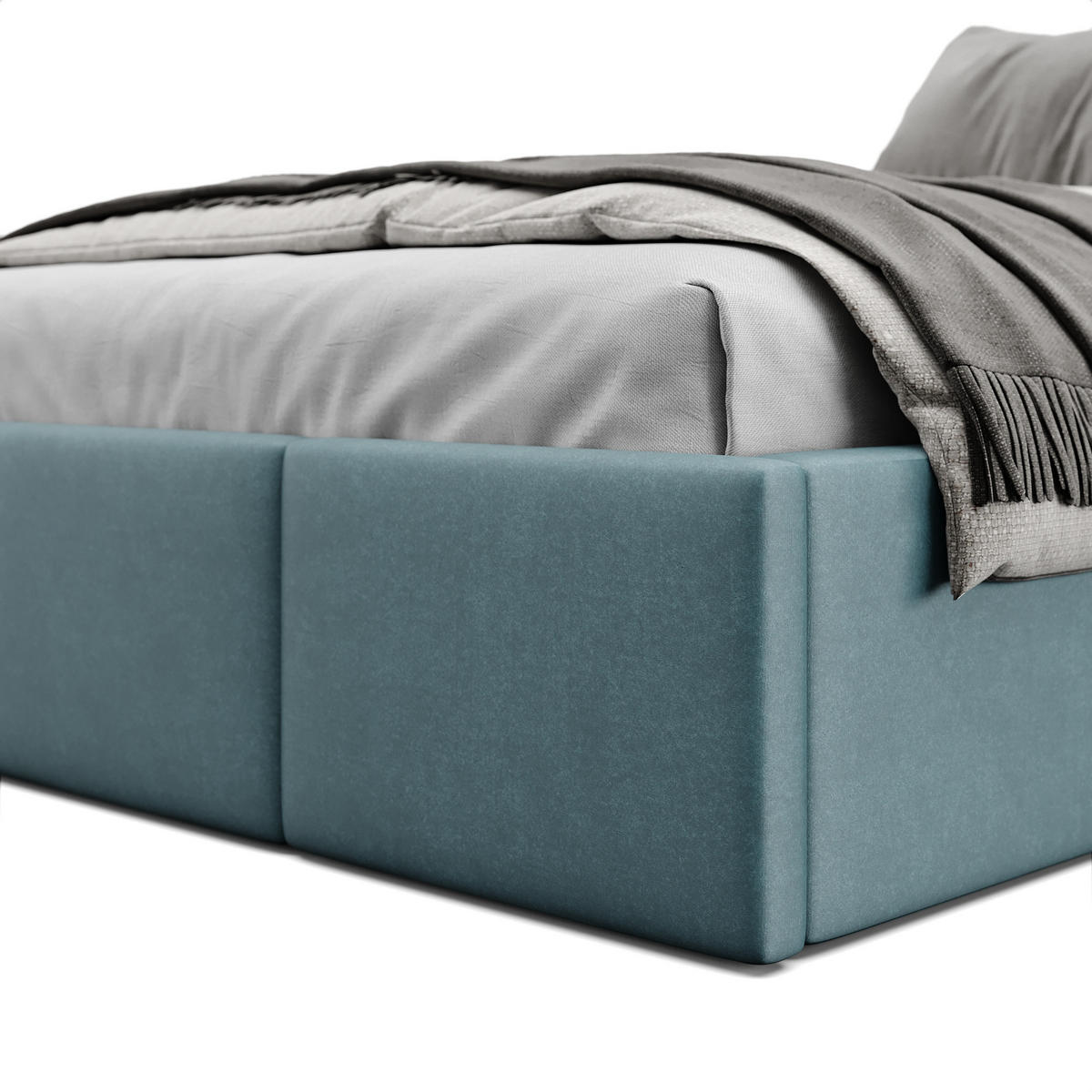 POLSTERBETT für Schlafzimmer Bett mit Stauraum Meerfarbe 120x200cm - Blau, Holzwerkstoff/Textil (120/200cm) - Muralo