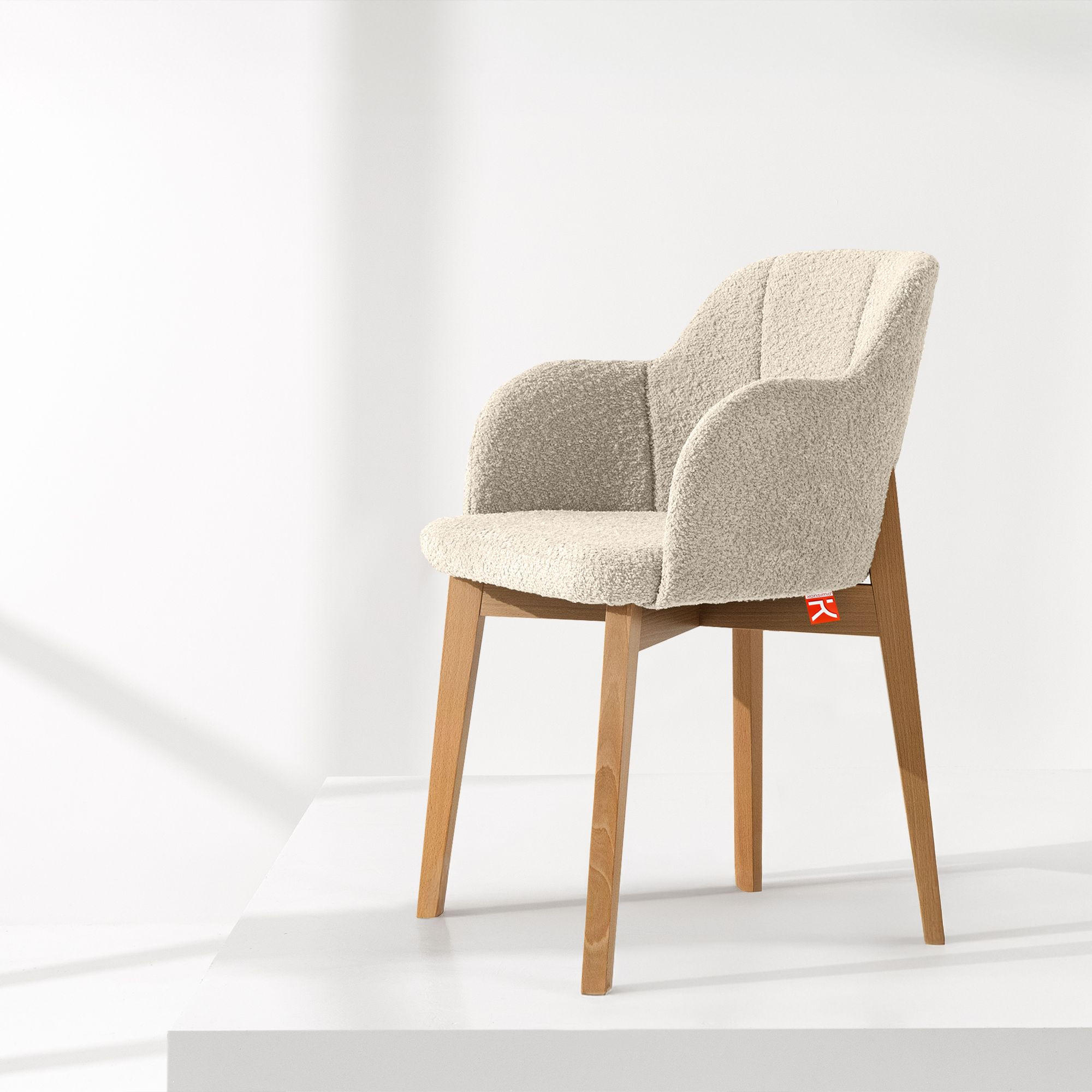 POLSTERSTUHL LONIS Esszimmerstühle 2er Set - Eichefarben/Beige, Holz/Textil (55/82/54cm) - KONSIMO®