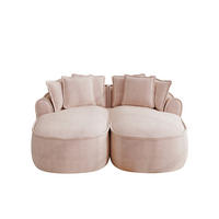2-SITZER mit Doppel-Chaiselongue, Kissen und 32D-Schaumstoff aus Chenille - Rosa, Textil (184/67/164cm) - EVRYAE