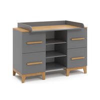 WICKELKOMMODE Malia Grau 133 x 98 cm XL mit 4 Schubladen - Eichefarben/Grau, Holzwerkstoff (133/108/70cm) - VitaliSpa