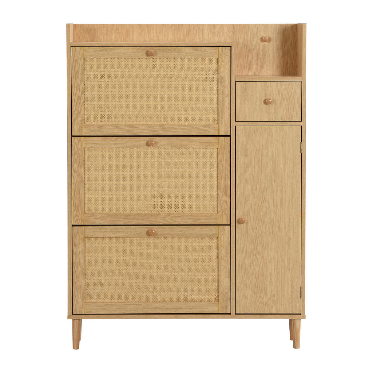 SCHUHSCHRANK 90/125/17 cm in Natur mit 3 Klappen und 1 Schublade - Naturfarben, Holzwerkstoff (90/125/17cm) - Flora Grace