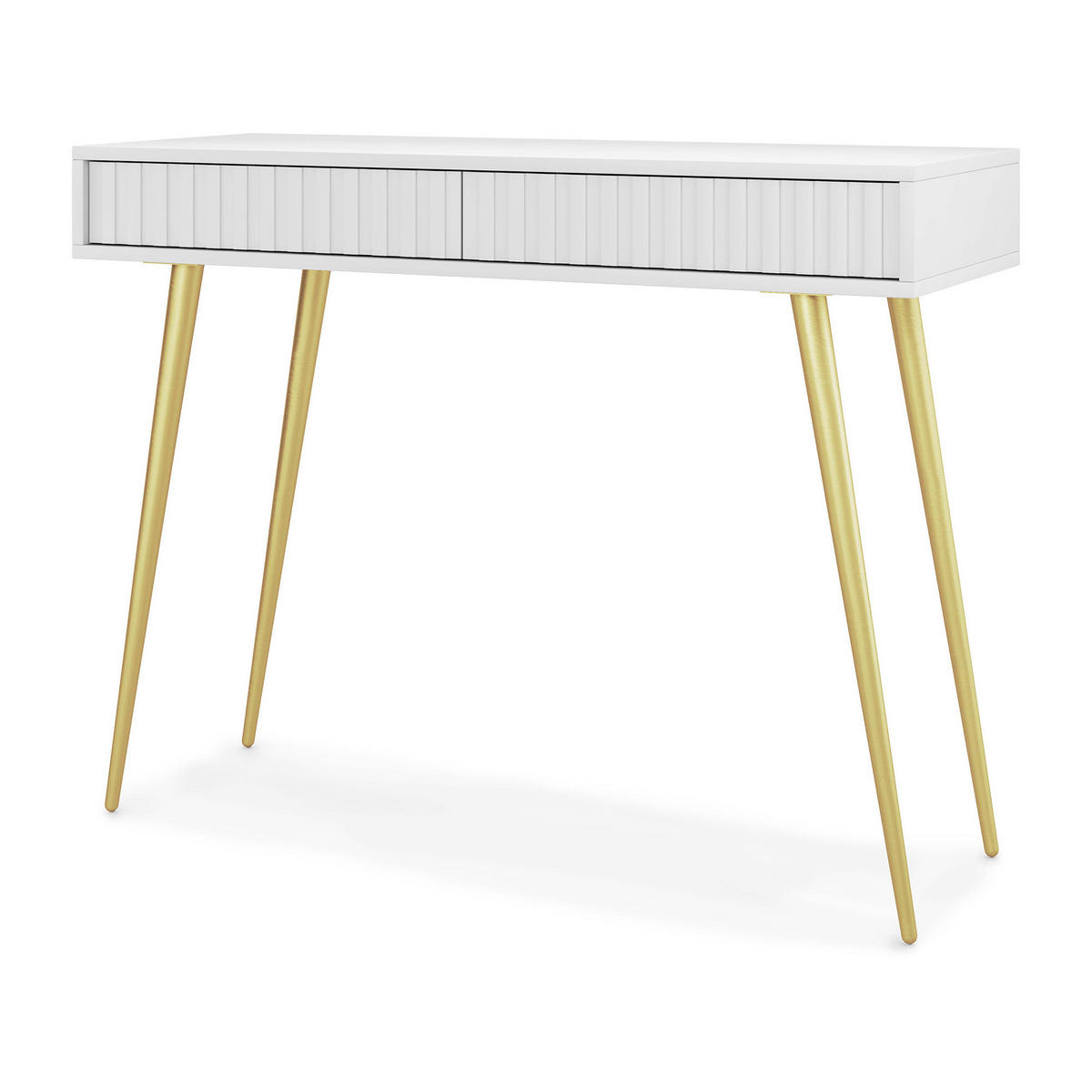 KONSOLE Bello Weiß mit goldenen Metallfüßen 104 cm - Goldfarben/Weiß, Holzwerkstoff/Metall (38/104/80cm) - Selsey
