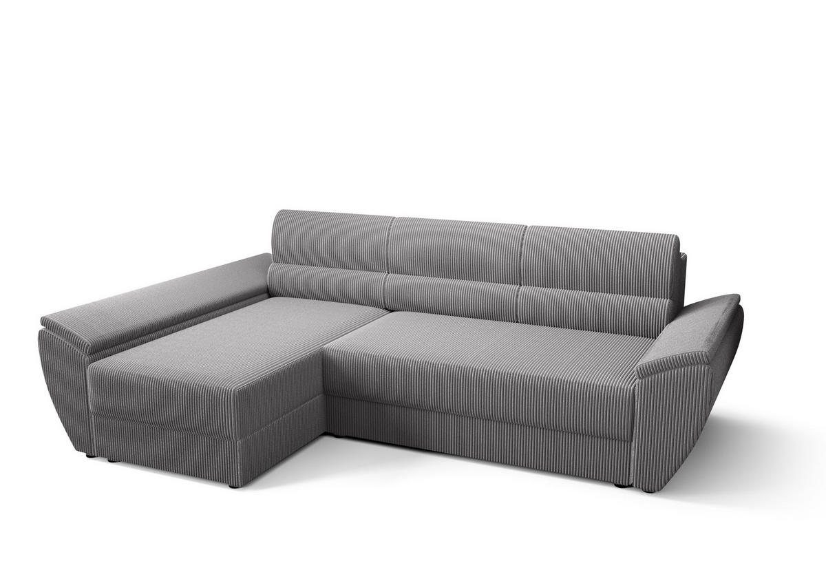 ECKSOFA L REBI L3 Poso 110 Links mit Schlaffunktion, Hellgrau - Hellgrau, Textil (251/140cm)