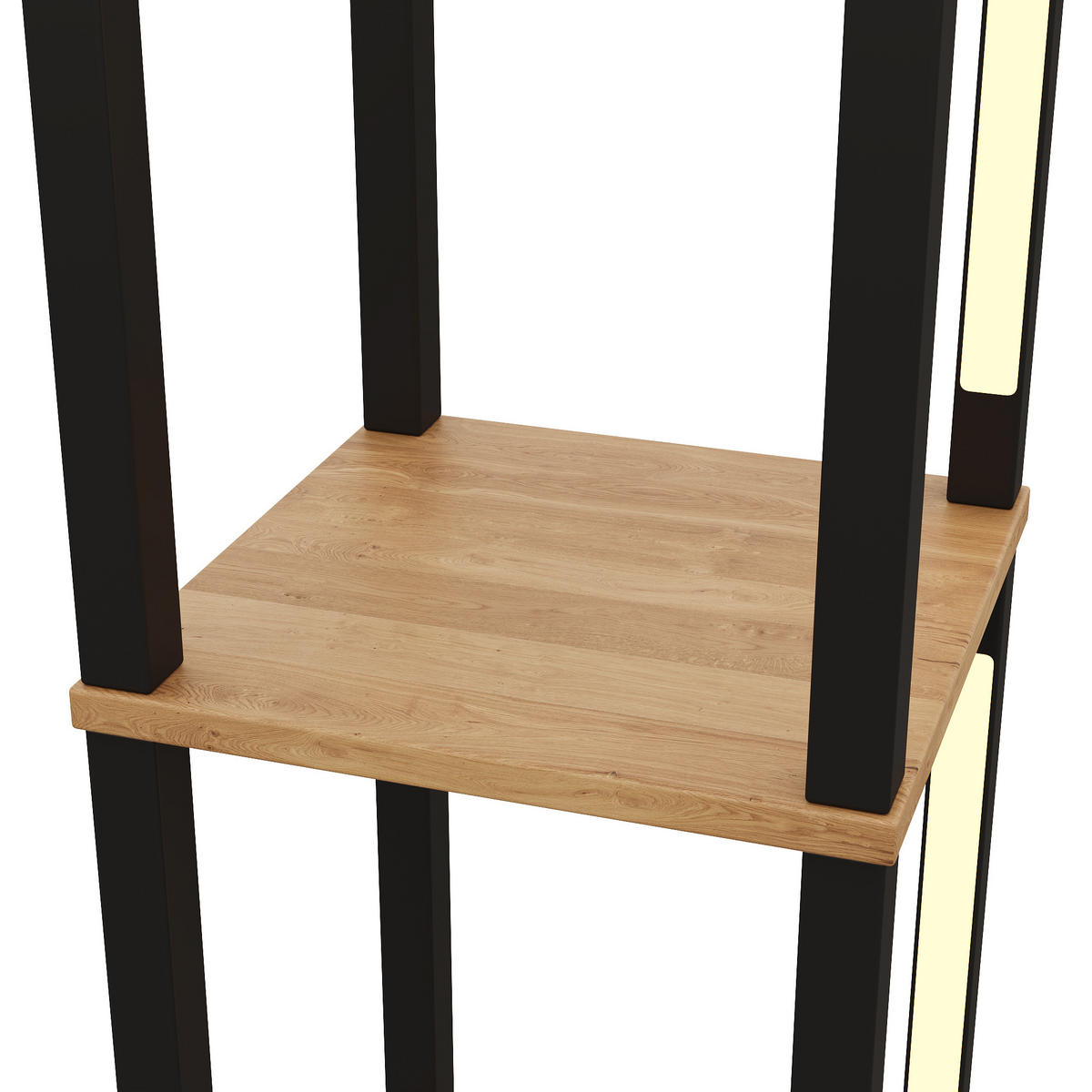 VITRINE in Schwarz Regal mit einstellbare LED-Beleuchtung, 26/26/165 cm - Naturfarben, Holzwerkstoff (26/165/26cm) - STILVORA