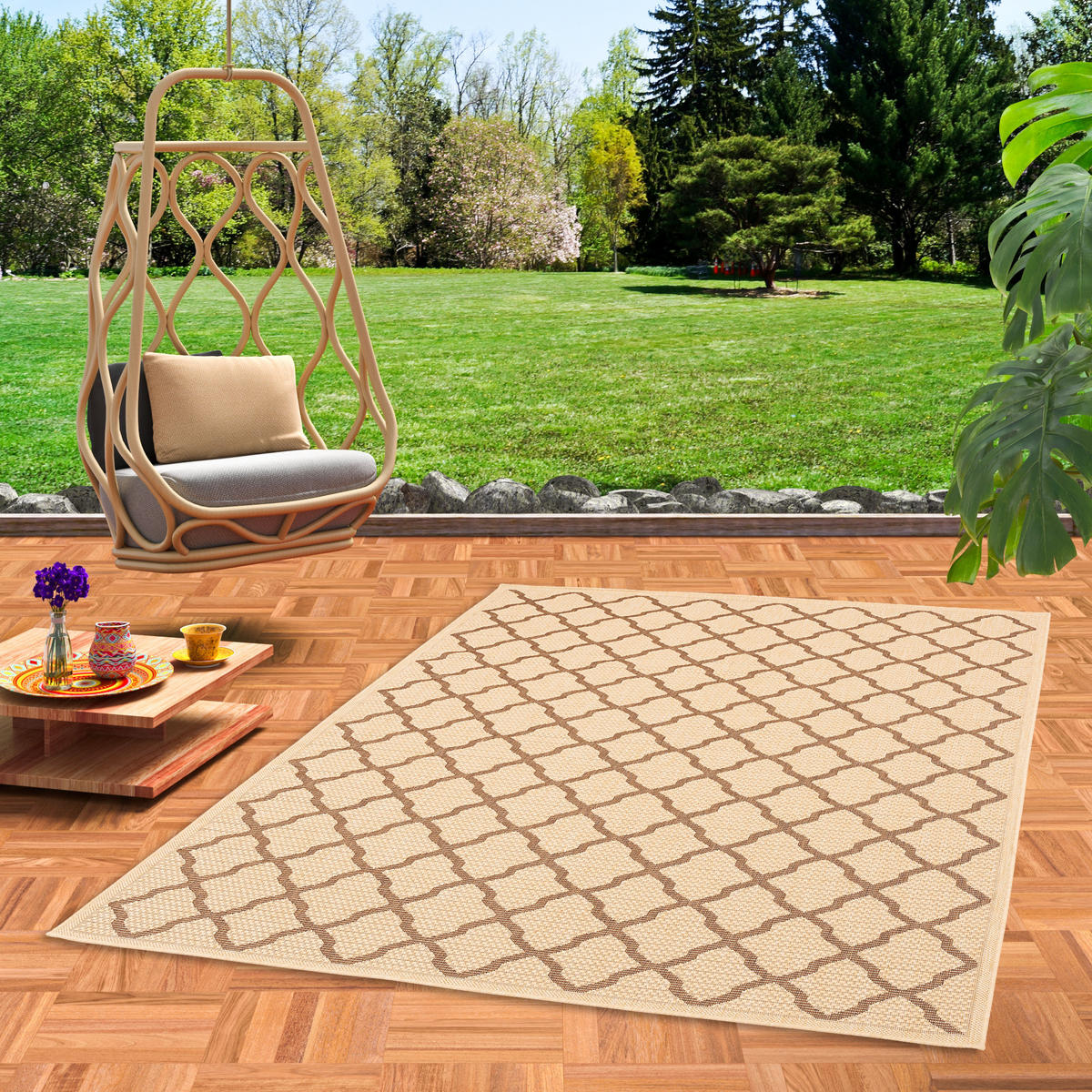IN & OUTDOOR TEPPICH FLACHGEWEBE VALENCIA MODERN - Beige, Textil (80/150cm) - Pergamon