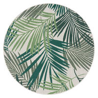 OUTDOOR Teppich Palmblättermuster Balkon, Terrasse schmutzabweisend Grün Rund 120D - Grün, Textil (120/120cm) - KADIMA DESIGN
