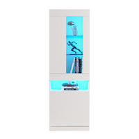 VITRINE 50/40/180 cm in Weiß mit LED-Beleuchtung und Hochglanzfront - Weiß, Holzwerkstoff (40/180/50cm) - Flora Grace