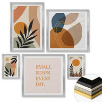 WANDBILDER 5er Set - 50x50 cm & 20x30 cm & 40x60 cm Silberner Rahmen - Moderne Pflanzenmotive - Silberfarben, Kunststoff (40/60cm) - ArtPrintCave