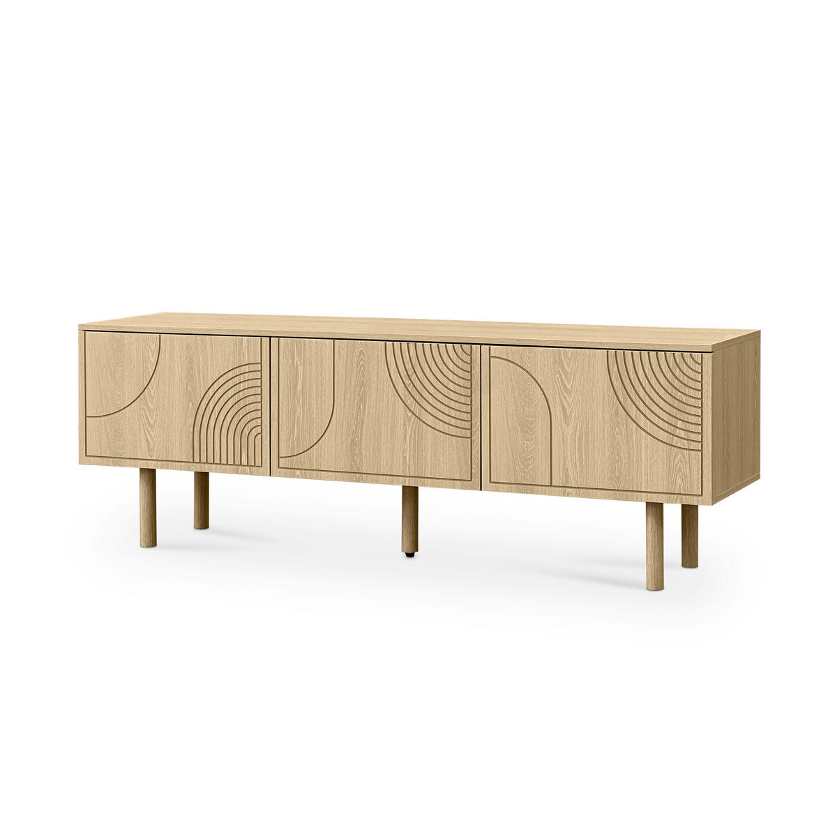 TV-LOWBOARD Saskia 160cm 3 Türen Eichenoptik Skandinavischer - Eichefarben/Kieferfarben, Holz (160/55/40cm) - Sicaan