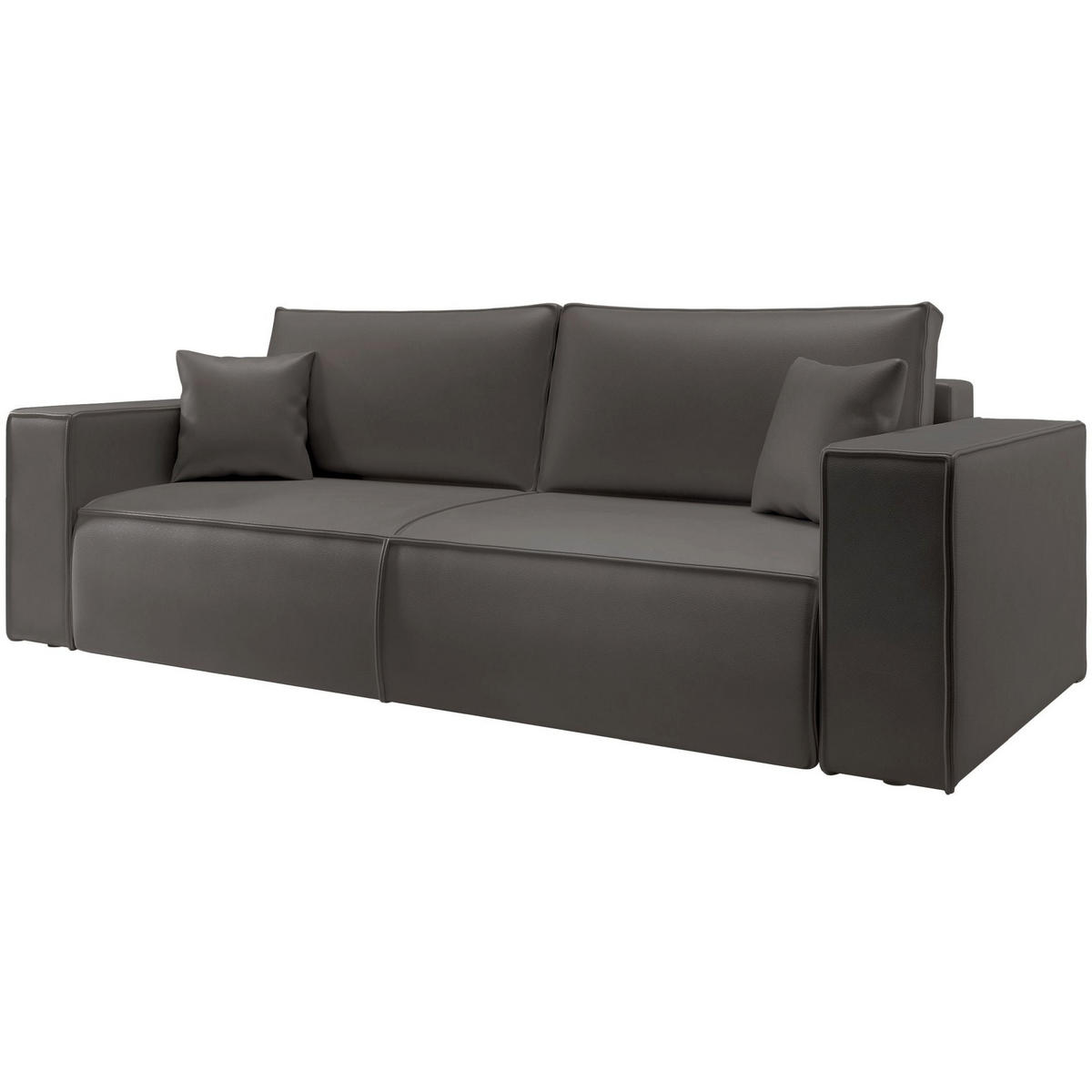 3MÍSTNÁ rozkládací pohovka Farese Cuero tmavě šedá, umělá kůže - černá/tmavě šedá, textil/plast (257/86/102cm) - Selsey